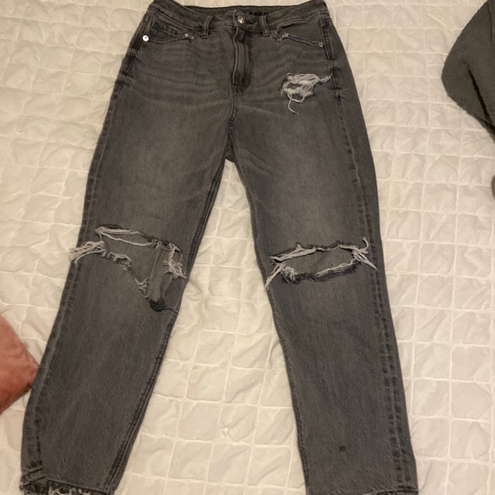grey ripped mom jeans